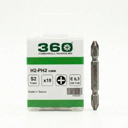 تصویر از سر پیچ گوشتی دو طرفه چهارسو 360 مدل PH2 طول 65