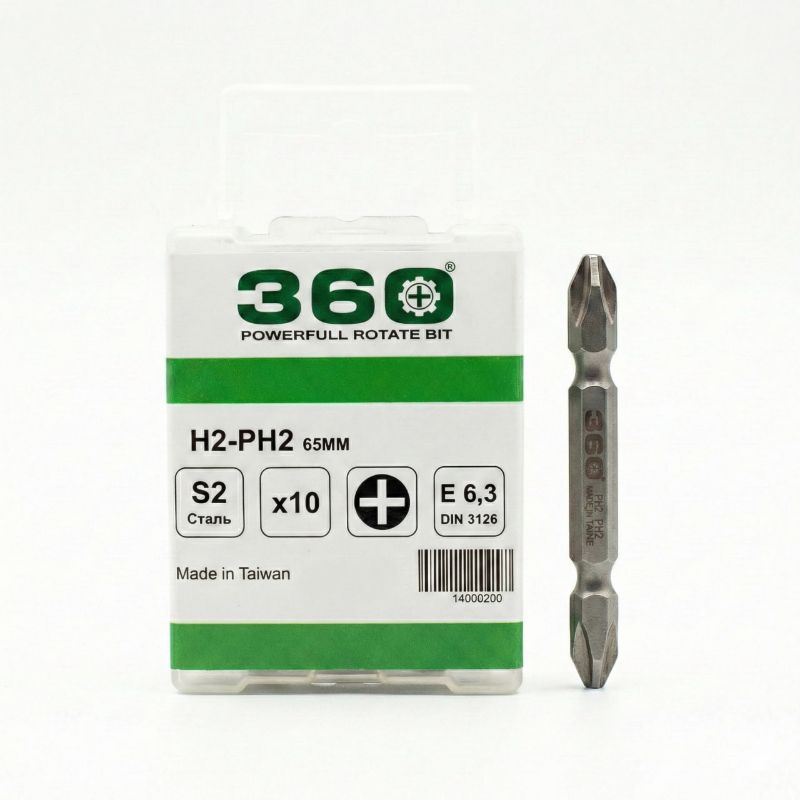 تصویر از سر پیچ گوشتی دو طرفه چهارسو 360 مدل PH2 طول 65